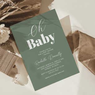 Invitation Baby shower vert Sage contemporain