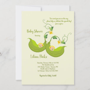 Invitation Baby shower vertical à deux pois