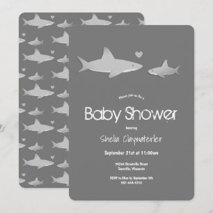 Invitation Baby shower vertical gris-dur mou
