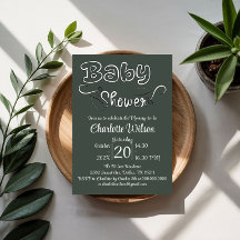 Baby-Shower Vertical Moderne Vert Foncé