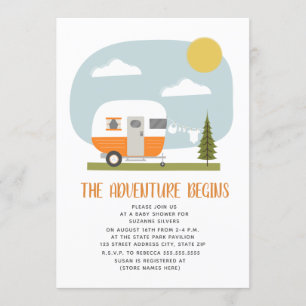 Invitation Baby shower Vestiaire De Camper Orange Adventure