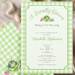 Invitation Baby Shower Vichy Vert Localement Produit