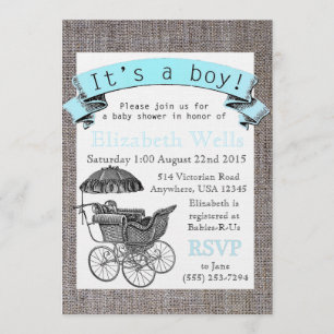 Invitation Baby shower victorien vintage