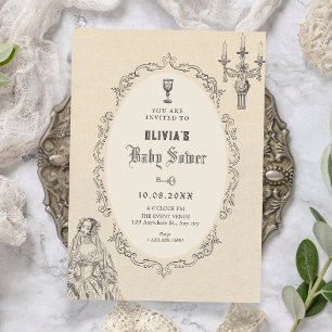 Invitation Baby-shower victorien vintage