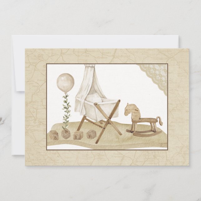Invitation Baby shower vintage (Devant)