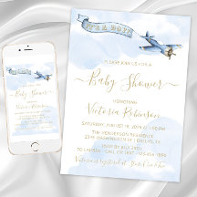 Baby Shower Vintage Avion Garçon