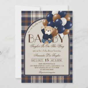 Invitation Baby-Shower Vintage Bearly Wait