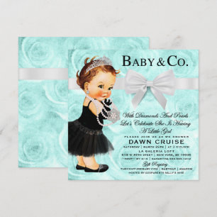 Invitation Baby shower vintage bleu