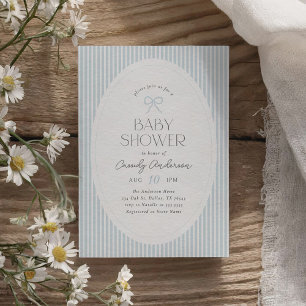 Invitation Baby shower vintage Blue Bow Boy