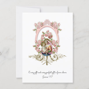 Invitation Baby shower Vintage catholique