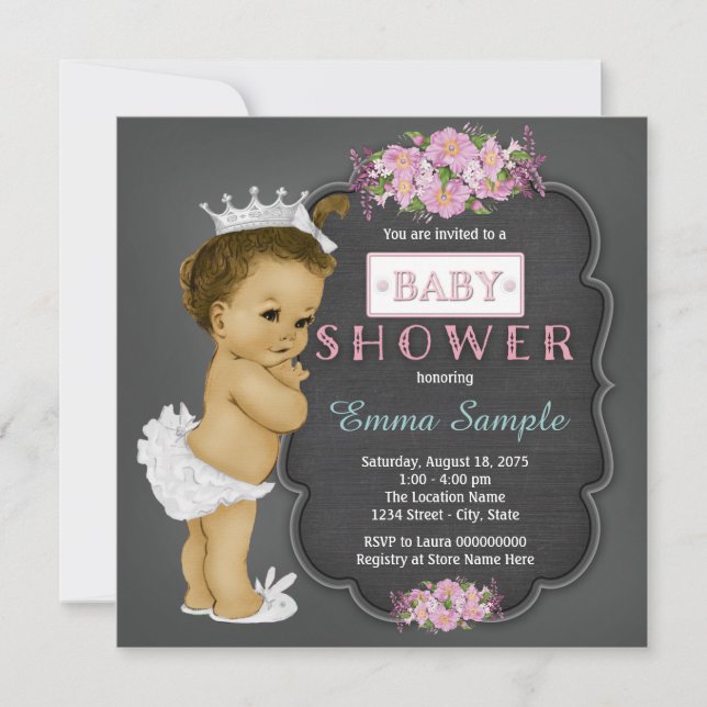 Invitation Baby shower vintage Chalkboard (Devant)