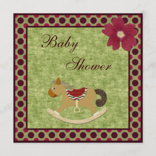 Invitation Baby shower vintage chic de point de polka de