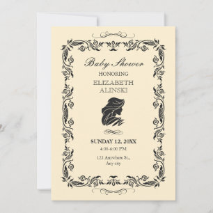 Invitation Baby shower vintage classique