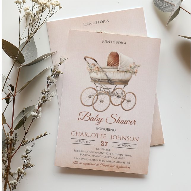 Invitation Baby Shower Vintage Classique Unisexe (Créateur téléchargé)