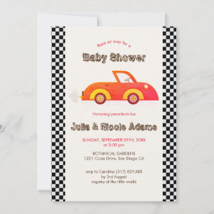 Invitation Baby shower vintage Cute Little Car Racer