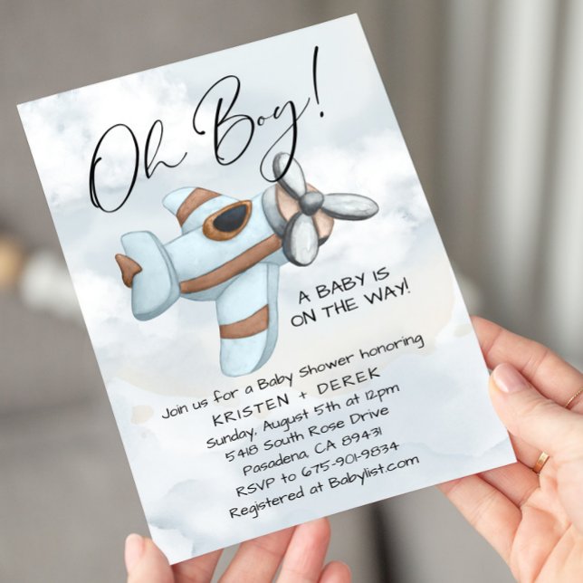 Invitation Baby shower vintage d'avion vers le haut et vers l (Créateur téléchargé)