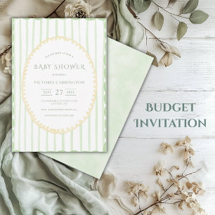 Invitation Baby shower Vintage de bande verte budget