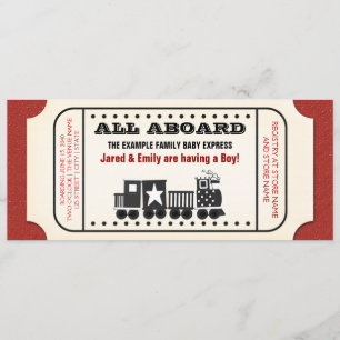 Invitation Baby shower vintage de billets de train