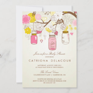 Invitation Baby shower vintage de bocaux de mason