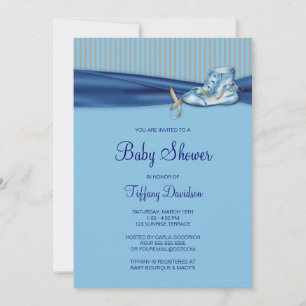 Invitation Baby shower Vintage de chaussures bleu Brown
