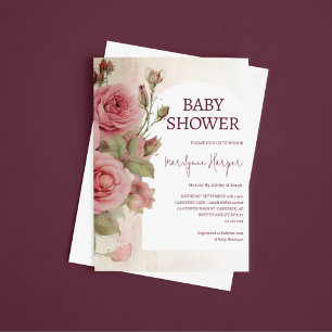 Invitation Baby shower vintage de fleurs d'aquarelle