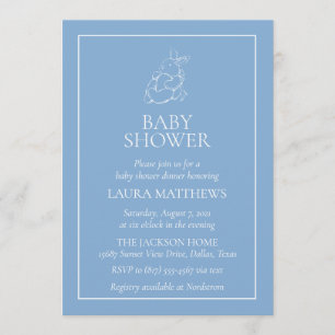 Invitation Baby shower vintage de lapin blanc