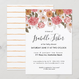 Invitation Baby shower Vintage Florals