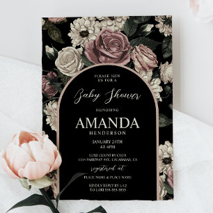 Invitation Baby shower Vintage foncé