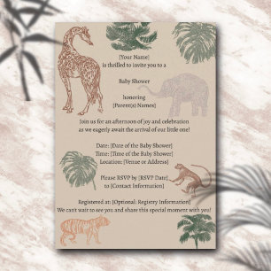 Invitation Baby shower vintage Jungle Safari
