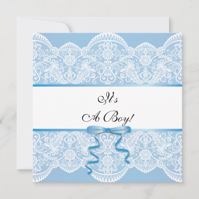 Invitation Baby shower vintage Lace Boy (Devant)