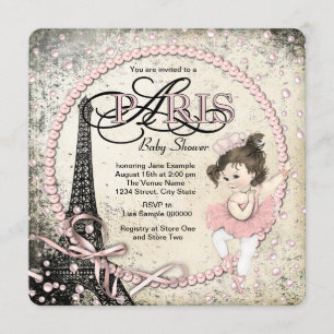 Invitation Baby shower Vintage Paris