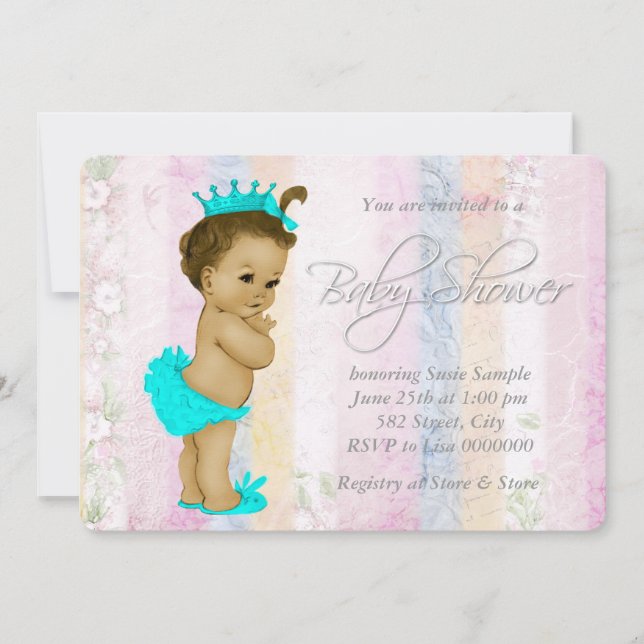 Invitation Baby shower vintage Pastel Rainbow (Devant)
