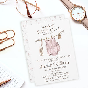 Invitation Baby shower vintage pour petite fille