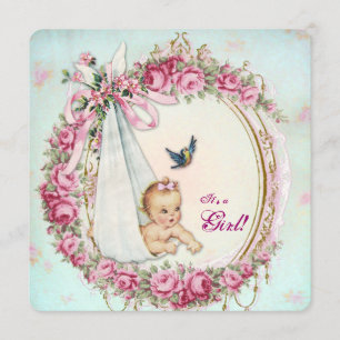 Invitation Baby shower Vintage Shabby
