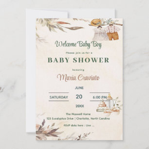 Invitation Baby shower vintage Vêtements pour bébés Invitatio