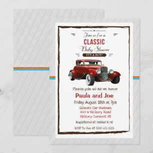 Invitation Baby shower Vintage voiture classique
