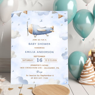 Invitation Baby shower Vintage voyage avion