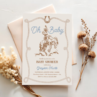 Invitation Baby shower vintage Western Cowboy