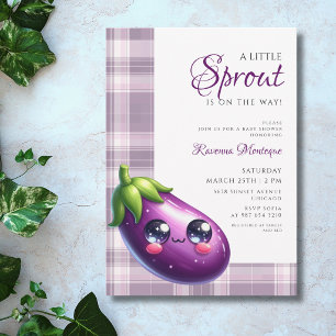 Invitation Baby Shower Violet Gingembre Aubergine Petit Rejet