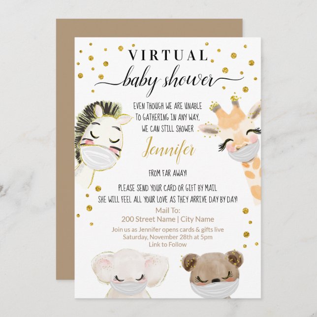 Invitation Baby shower virtuel (Devant / Derrière)