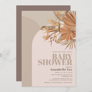 Invitation Baby shower virtuel Boho Pampas Grass Rose