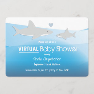 Invitation Baby shower virtuel Cartoon de requin bleu océan