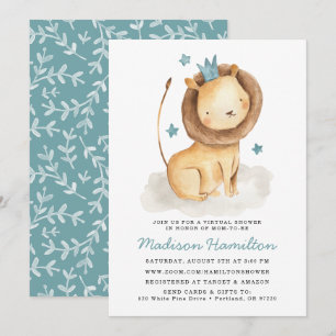 Invitation Baby shower virtuel de Lion doux