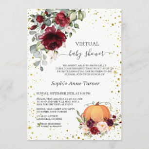 Invitation Baby shower virtuel du Citrouille d'or Floral de B