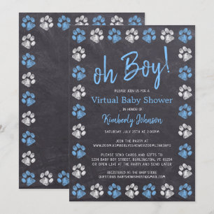 Invitation Baby shower virtuel Empreinte de patte Chalkboard 