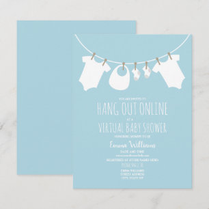 Invitation Baby shower virtuel en ligne Ligne bleue