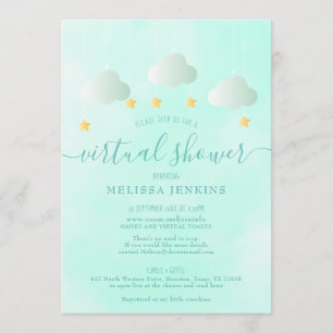 Invitation Baby shower virtuel en ligne longue distance neutr
