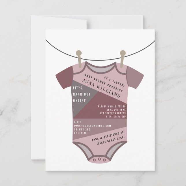 Invitation Baby shower virtuel en ligne par boîte de réceptio (Devant)