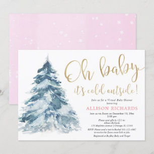 Invitation baby shower virtuel en or rose il fait froid dehor