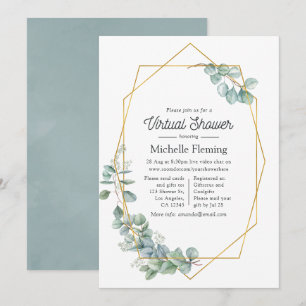 Invitation Baby shower virtuel Eucalyptus géométrique